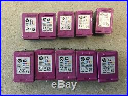 10 Empty HP 62 Tri-color ink cartridge Used Printer Cartridges (C2P06A)