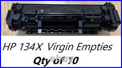 10 Virgin Genuine Empty HP 134X Laser Toner Cartridges FREE SHIPPING W1340X
