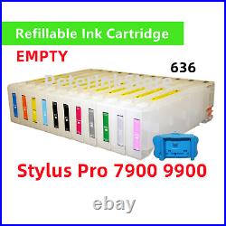 11 Empty Refillable Ink Cartridge T636 636 for Stylus Pro 9900 7900 Printer