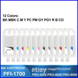 12Color PFI-1700 Empty Ink Cartridge With Chip For Canon PRO-2000 4000 6000