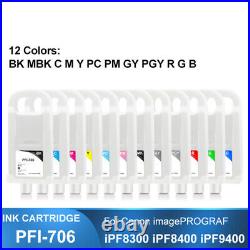 12PC PFI-706 Empty Ink Cartridge For Canon iPF8300 8300S 8400 8400SE 9400