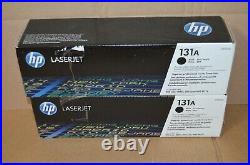2 Factory Sealed Genuine OEM HP CF210A Black Toner Cartridges 131A