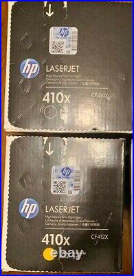 2 Genuine Open Box UNUSED HP 410X Black & Yellow Toner Cartridges CF410X CF412X