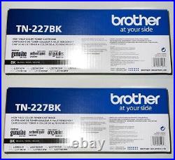 2 Genuine Original OEM Sealed Brother TN-227BK Black Toner Cartridges TN227