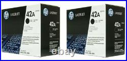 2 NEW Genuine Factory Sealed HP 42A Toner Cartridges Q5942A New Black Boxes
