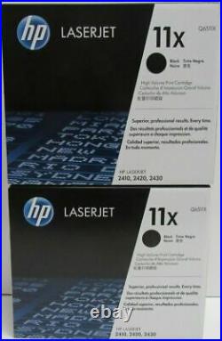 2 New Genuine FACTORY SEALED HP 11X Laser Toner Cartridges Q6511X Black Boxes