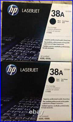 2 New Genuine Factory Sealed HP 38A Laser Cartridges Black Box DAMAGE Q1338A