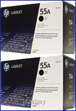 2 New Genuine Factory Sealed HP 55A BLACK Toner Cartridges CE255A Black Boxes