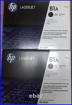 2 New Genuine Factory Sealed HP 81A Toner Cartridges CF281A Black Boxes