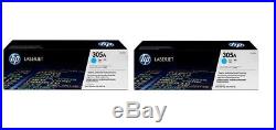 2 New Genuine Factory Sealed HP CE411A Cyan Toner Cartridges 305A
