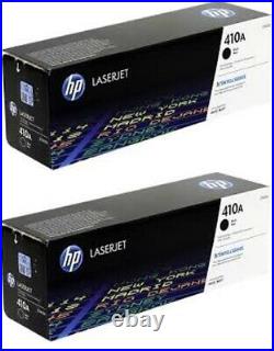 2 New Genuine HP 410A Black Toner Cartridges OPEN BOX CF410A UNUSED