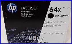 2 New Genuine OPEN BOX OEM HP 64X Laser Toner Cartridges in a DUAL PACK CC364XD
