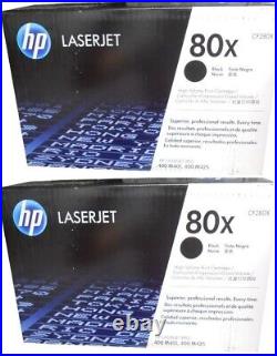 2 New Genuine Original OEM HP CF280X Toner Cartridges 80X - OPEN BOX AND BAG