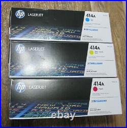 3 EMPTY VIRGIN USED OEM HP TONER CARTRIDGES 414 A with CHIPS LASER JET W2022A