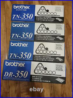 3 New Genuine Brother TN-350 Toner Cartridges & 1 New DR-350 Imaging Drum Lot