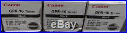 3 New Genuine Canon GPR-16 Black Toner Cartridge GPR16 - 2 Sealed and 1 Open Bx