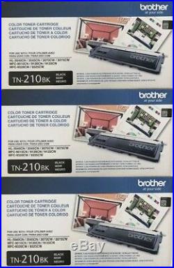 3 New Genuine Factory Sealed Brother TN-210 Black Toner Cartridges TN210