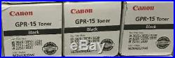 3 New Genuine Factory Sealed Canon GPR-15 Black Toner Cartridges GPR15