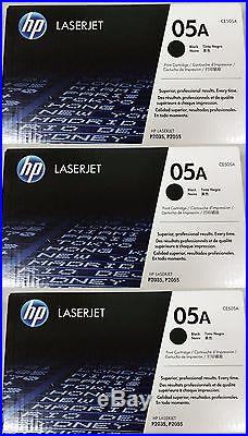 3 New Genuine Factory Sealed HP 05A Laser Cartridge CE505A New Black Packaging