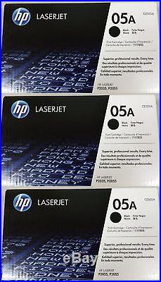 3 New Genuine Factory Sealed HP 05A Toner Laser Cartridges CE505A