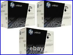 3 New Genuine Factory Sealed HP 27X Toner Cartridges Black Boxes