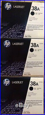 3 New Genuine Factory Sealed HP 38A Laser Cartridges New Black Packaging