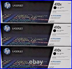 3 New Genuine Factory Sealed HP 410X Black Laser Toner Cartridges CF410X