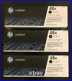 3 New Genuine Factory Sealed HP 48A Laser Cartridges in the Black Boxes