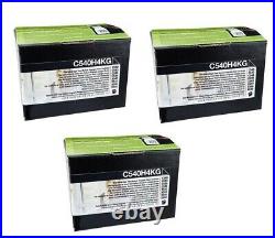 3 New Genuine Factory Sealed Lexmark C540H4KG Black Toner Cartridge C540