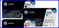 3 New Genuine HP Laser Cartridges CE250A CE251A CE253A NO BOX NO BAG 504A UNUSED