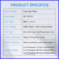 4PC For HP 728 728XL New Upgrade Cartridge Chip For HP DesignJet T730 T830