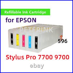 5 Empty Refillable Ink Cartridge kit T596 596 for Stylus Pro 7700 9700 Printer