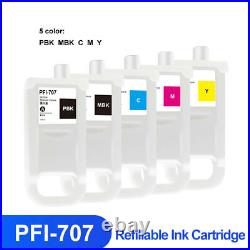 5pc/set PFI-707 Empty Ink Cartridge With ARC Chip For Canon IPF830 IPF840 IPF850