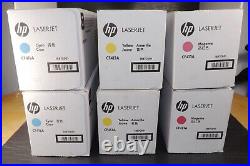 6 Genuine Empty Used Virgin HP CF411A, CF412A, CF413A, Laser Toner Cartridges