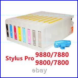 8 Empty Refillable Ink Cartridge kit for Stylus Pro 9880 7880 9800 7800 Printer