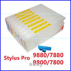 8 Empty Refillable Ink Cartridge kit for Stylus Pro 9880 7880 9800 7800 Printer