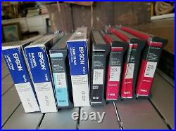 8 PARTIAL 220ml Epson 4000 7600 9600 ink cartridges & 8 Empty Printer