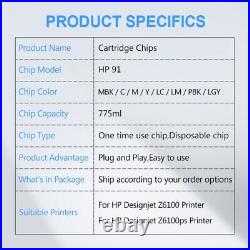 8PC For HP 91 Ink Cartridge Chip New Upgrade Chip For HP Designjet Z6100 Z6100ps