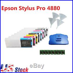 8pcs Ep son Stylus Pro 4880 Refill Ink Cartridges with Funnels, Chips Resetter