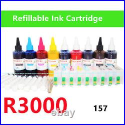 9 Empty Refillable Ink Cartridge kit for Stylus Photo R3000 Printer T157 157