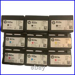 9 HP OEM Ink Cartridges Used Or Empty 932XL Black 933XL Cyan Magenta Yellow