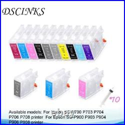 A Set 10pc For EPSON SC-P700 P700 P900 P708 P908 Refill ink cartridge without ch