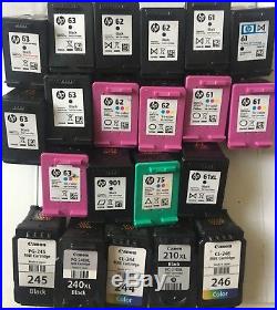 Cannon and HP Empty Ink Cartridges Never Refilled 16 HP and 5 Cannon