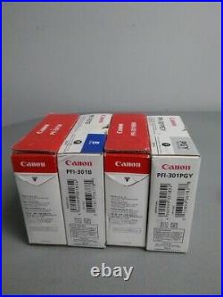 Canon Pfi-301 Lot of 4 Ink tank MBK, B, M, PGY ImagePROGRAF 8100 9100 Sealed