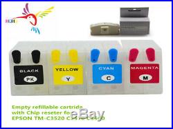Empty Refill Ink cartridge for Epson TMC3500 TM-C3520 TM-C3510 with chip reseter