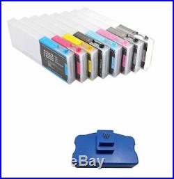 Empty Refillable Ink Cartridge 220ml 8pcs Epson Stylus Pro 4800 + Chip Resetter