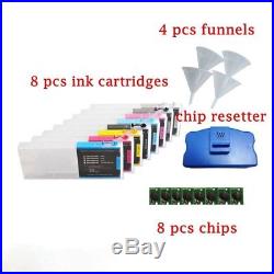 Epson Stylus Pro 7800 9800 Empty Refillable Ink Cartridge 8pcs + chip resetter