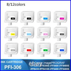 Full Set PFI-306 Refillable Ink Cartridge With Chip For Canon iPF8300 8400 9400