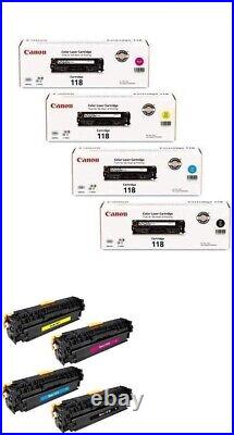 Full Set of 4 Genuine Factory Sealed CANON 118 Toner Blk, Mag, Cyan, Yellow