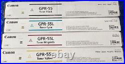 Full Set of 4 Genuine Factory Sealed CANON GPR-55L GPR55 Toners Blk Mag Cyn Yel